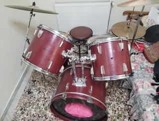 Vintage Drum Kit ASAMA (7-piece) Κόκκινο+Πιατίνια Paist
