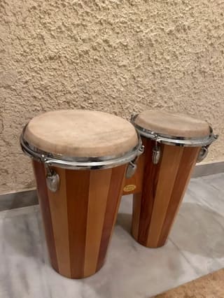 Ξύλινα Bongos (Ζευγάρι) Φυσικό Δέρμα | Κρουστά