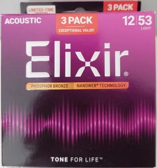 Elixir 12-53 Phosphor Bronze 3-Pack