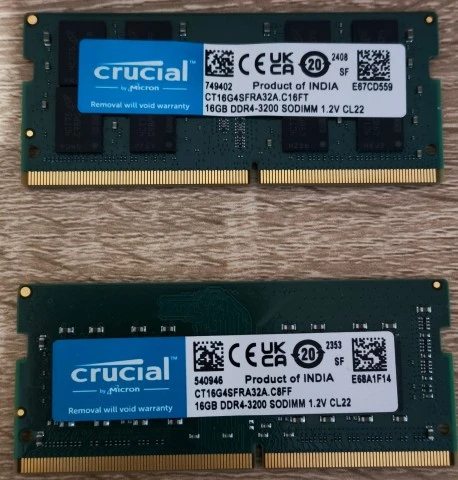Crucial 16GB DDR4-3200 SODIMM CT16G4SFRA