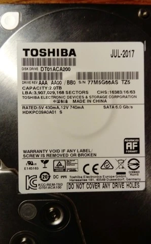 TOSHIBA HDD 3.5 inch 2Tb