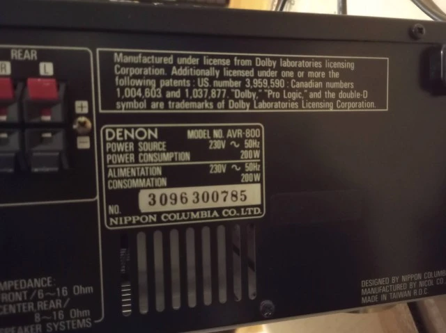 DENON AVR-800 A/V Receiver