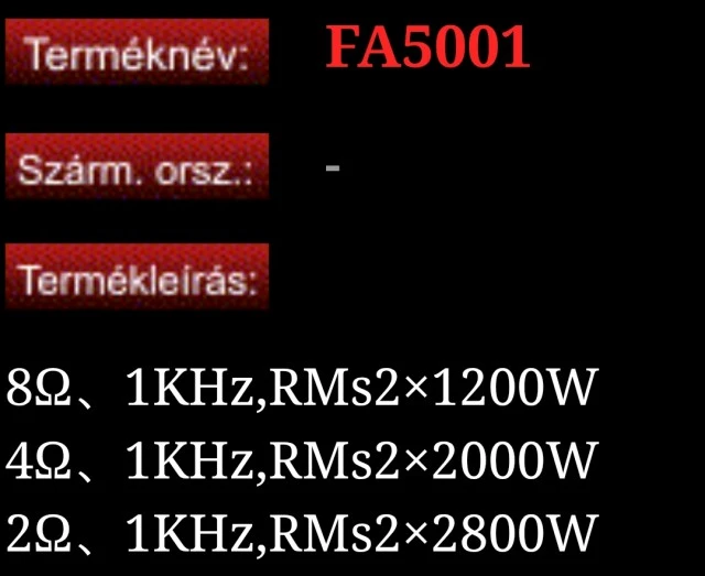 Ενισχυτής seer fa 5001 2 x 2800w
