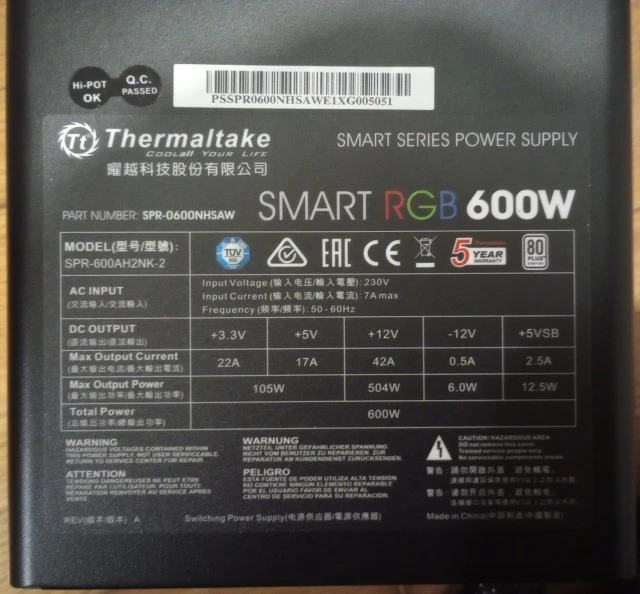 Thermaltake Smart RGB (600W)