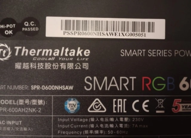Thermaltake Smart RGB (600W)