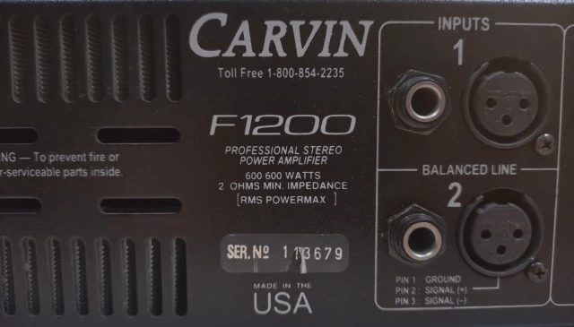 Carvin F1200 Τελικός P.A ενισχυτής.