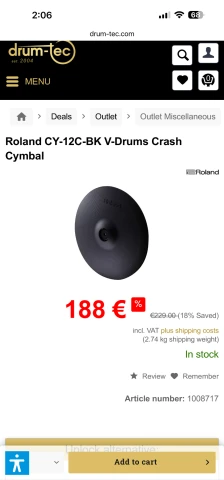 Roland CY-12C 12” Crash