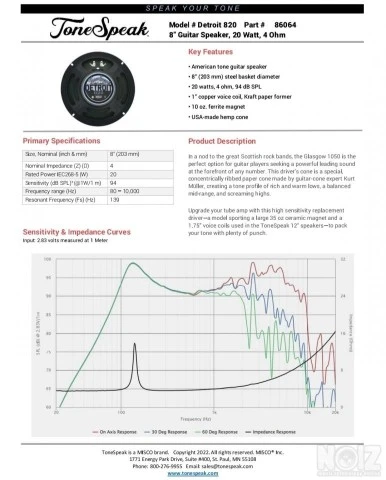 Woofer Detroit 820 20w 4ohm 8 (1τεμαχιο)