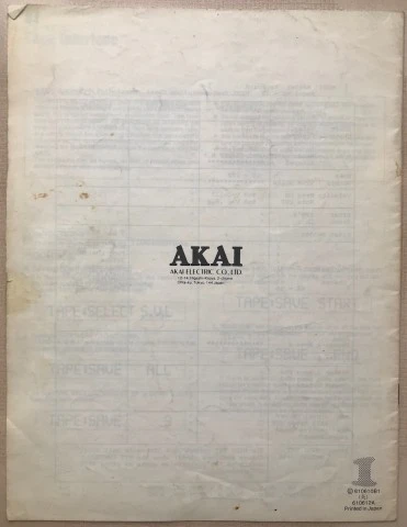 Akai MX73 Operator's Manual