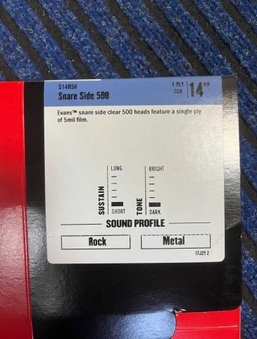 Evans heads 13 g2,g1,14 snare side
