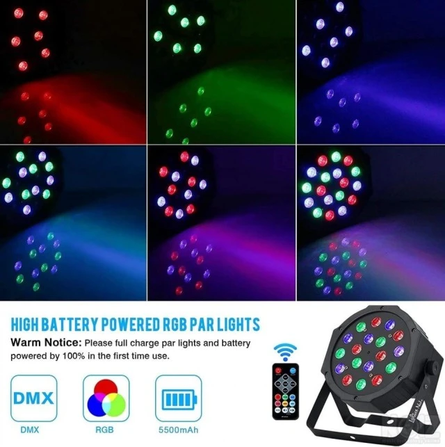 LED RGB DJ 18 Par Φώτα σκηνής Aσύρματο χ