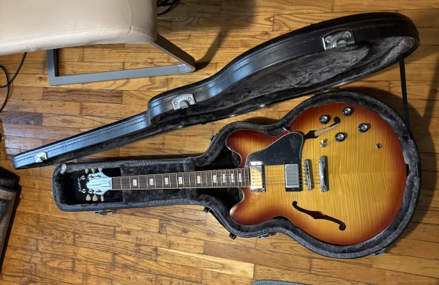 Epiphone ES 335 Raspberry tea figured bu