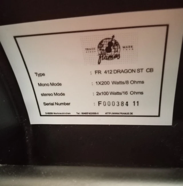 καμπίνα Framus Dragon 4x12