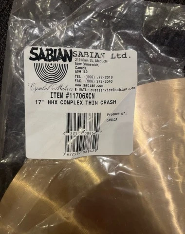 Sabian 17" HHX Complex Thin Crash