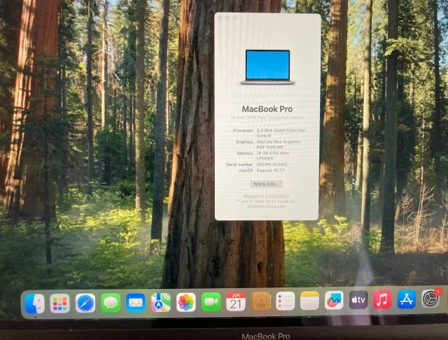 Macbook Pro 2018 Touch Bar 16GB RAM 256GB SSD