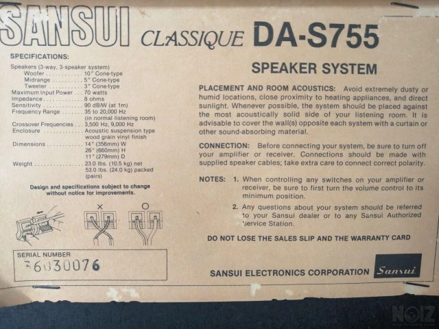 SANSUI DA-S755 10'Iντσο Woofer.
