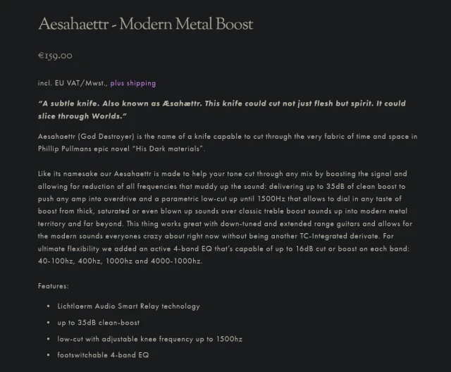 Lichtlaerm Audio Aesahaettr v2 - Modern Metal Boost