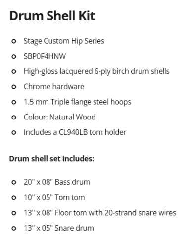 Drums - Yamaha Stage Custom Hip