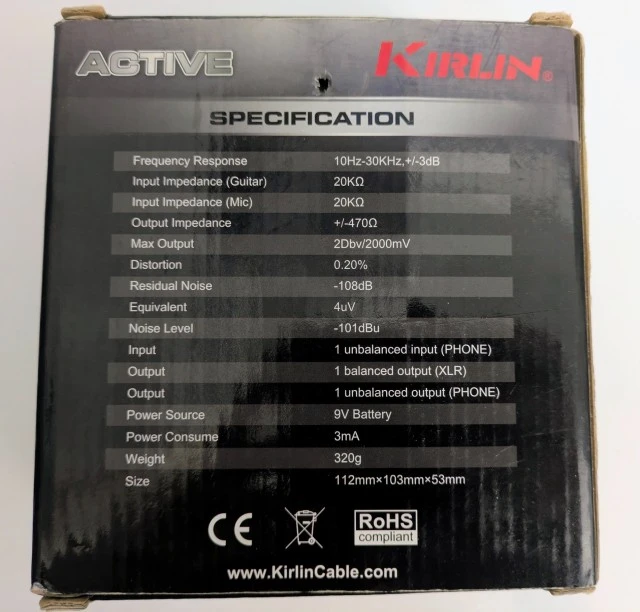 Kirlin DI-101X Active DI Box (Στο κουτί του)