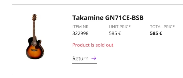 Takamine GN71CE-BSB + Σκληρή Θήκη Thomann
