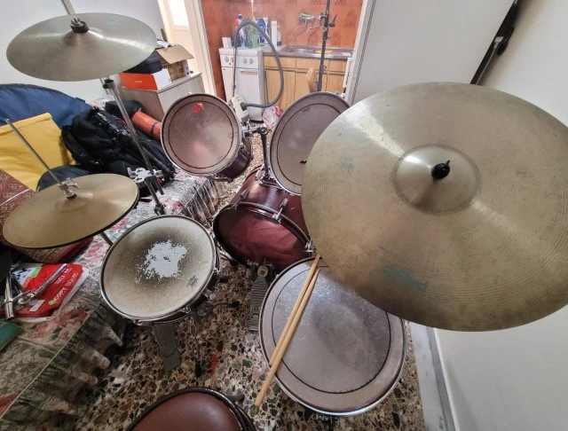 Vintage Drum Kit ASAMA (7-piece) Κόκκινο+Πιατίνια Paist