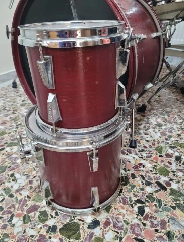 Vintage Drum Kit ASAMA (7-piece) Κόκκινο+Πιατίνια Paist