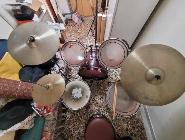 Vintage Drum Kit ASAMA (7-piece) Κόκκινο+Πιατίνια Paist