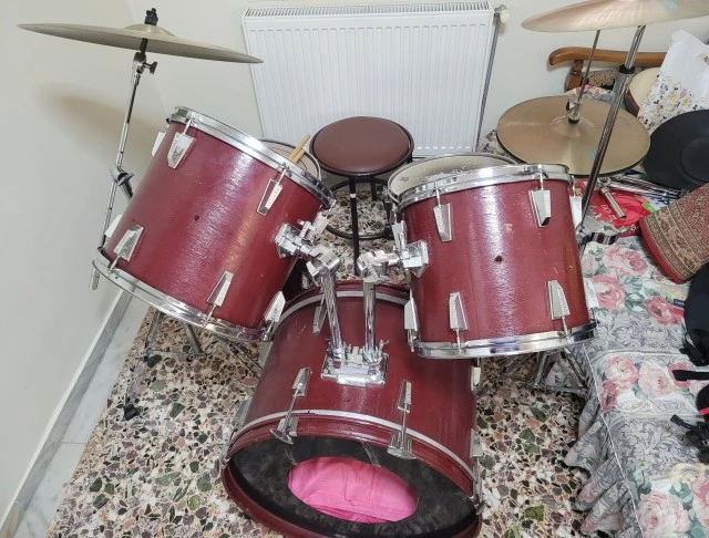 Vintage Drum Kit ASAMA (7-piece) Κόκκινο+Πιατίνια Paist