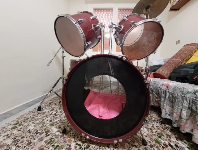 Vintage Drum Kit ASAMA (7-piece) Κόκκινο+Πιατίνια Paist