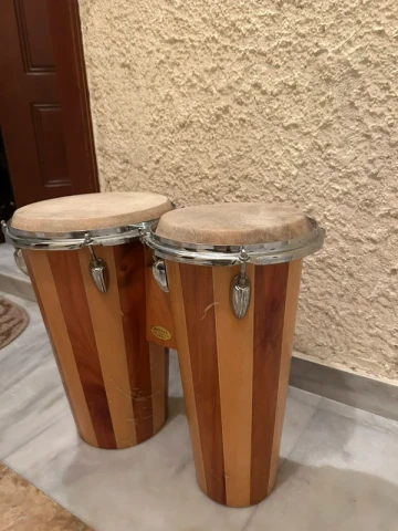Ξύλινα Bongos (Ζευγάρι) Φυσικό Δέρμα | Κρουστά