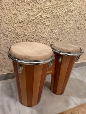 Ξύλινα Bongos (Ζευγάρι) Φυσικό Δέρμα | Κρουστά