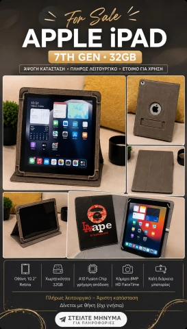 Apple iPad 7th Gen 10.2” 32GB Wi-Fi + Θήκη