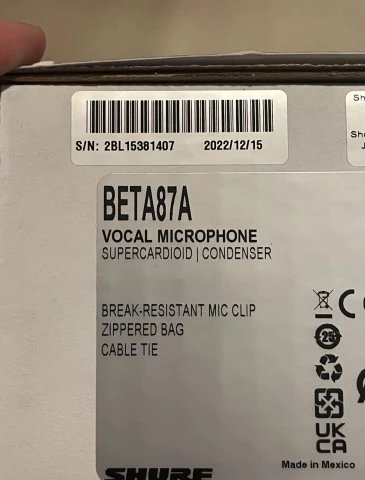 Shure Beta 87A επαγγελματικό πυκνωτικό μικρόφωνο φωνής 