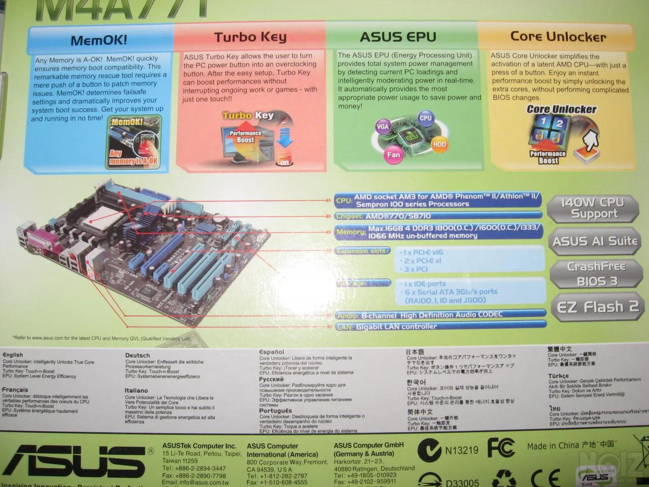 ASUS M4A77T I/O Shield + Manual + Κουτί