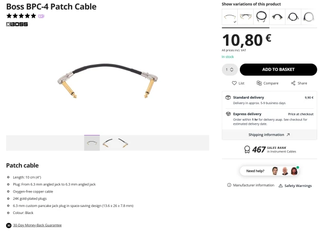 Ernie Ball / Boss Patch Cables