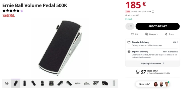 Ernie Ball 6165 Stereo Volume/Pan Pedal 500K