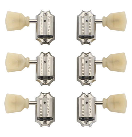Gibson Deluxe Yellow Button Tuner Set - Vintage Nickel