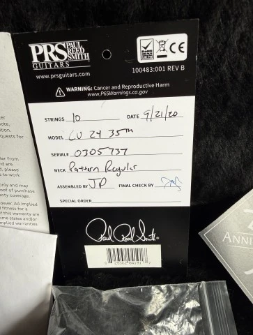 PRS Custom 24 35th anniversary Charcoal Cherry Burst