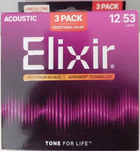 Elixir 12-53 Phosphor Bronze 3-Pack