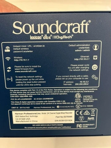 Soundcraft Ui24R Ψηφιακη Κονσολα Με 24 Εισόδους 14 Εξόδους Wifi