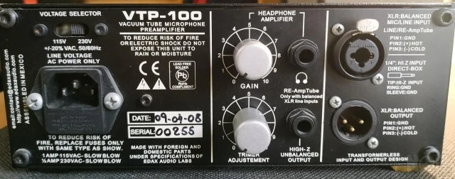 Edax vtp 100 preamplifier - προενισχυση