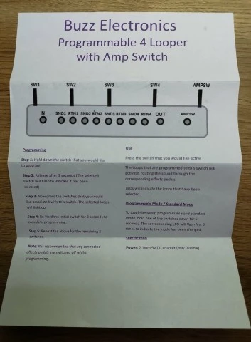 Buzz Electronics Programmable 4 Looper with Amp Channel