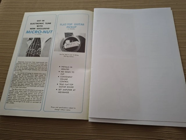 Micro-Frets κατάλογος κιθαρών και μπασων, pdf, του 1968
