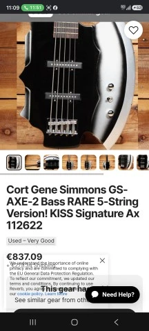 Cort Axe Bass Gene Simmons Kiss 5 Strings