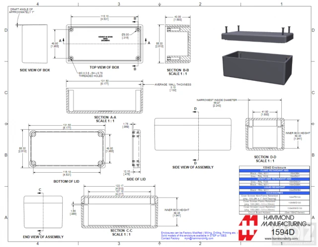 Κουτί Hammond 1594DBK