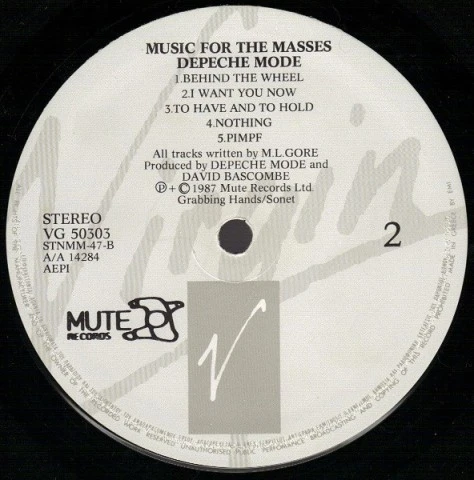 Depeche Mode ‎– Music For The Masses LP