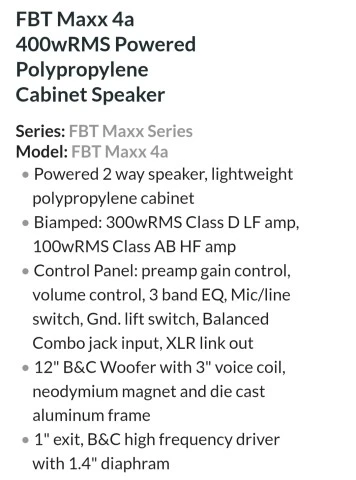 Ηχεια FBT Maxx 4a 